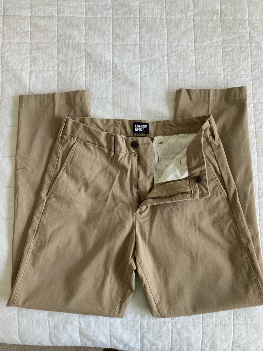 Lands' End Men's Tan Chino Pants - Classic Straight Fit